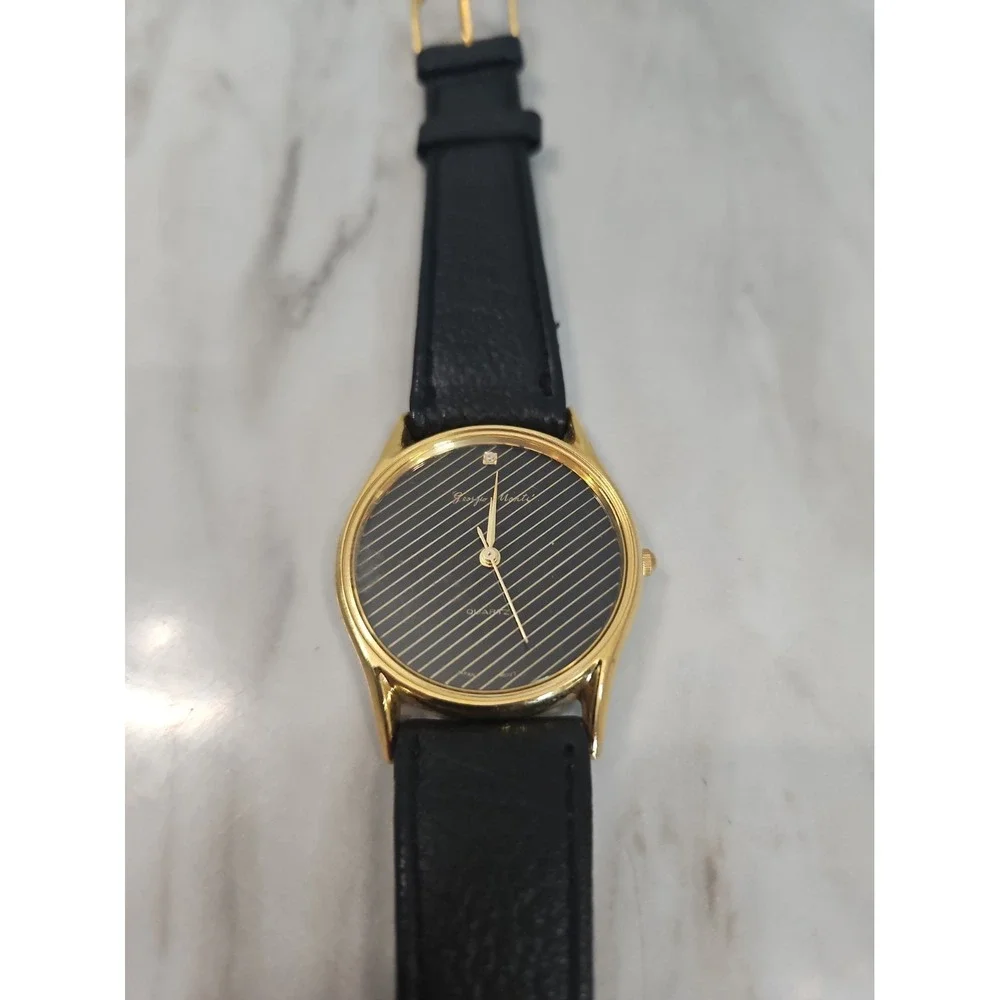 Georgio Monti Genuine Watch Mens Black Goldtone Accent Award Winning quartz Time